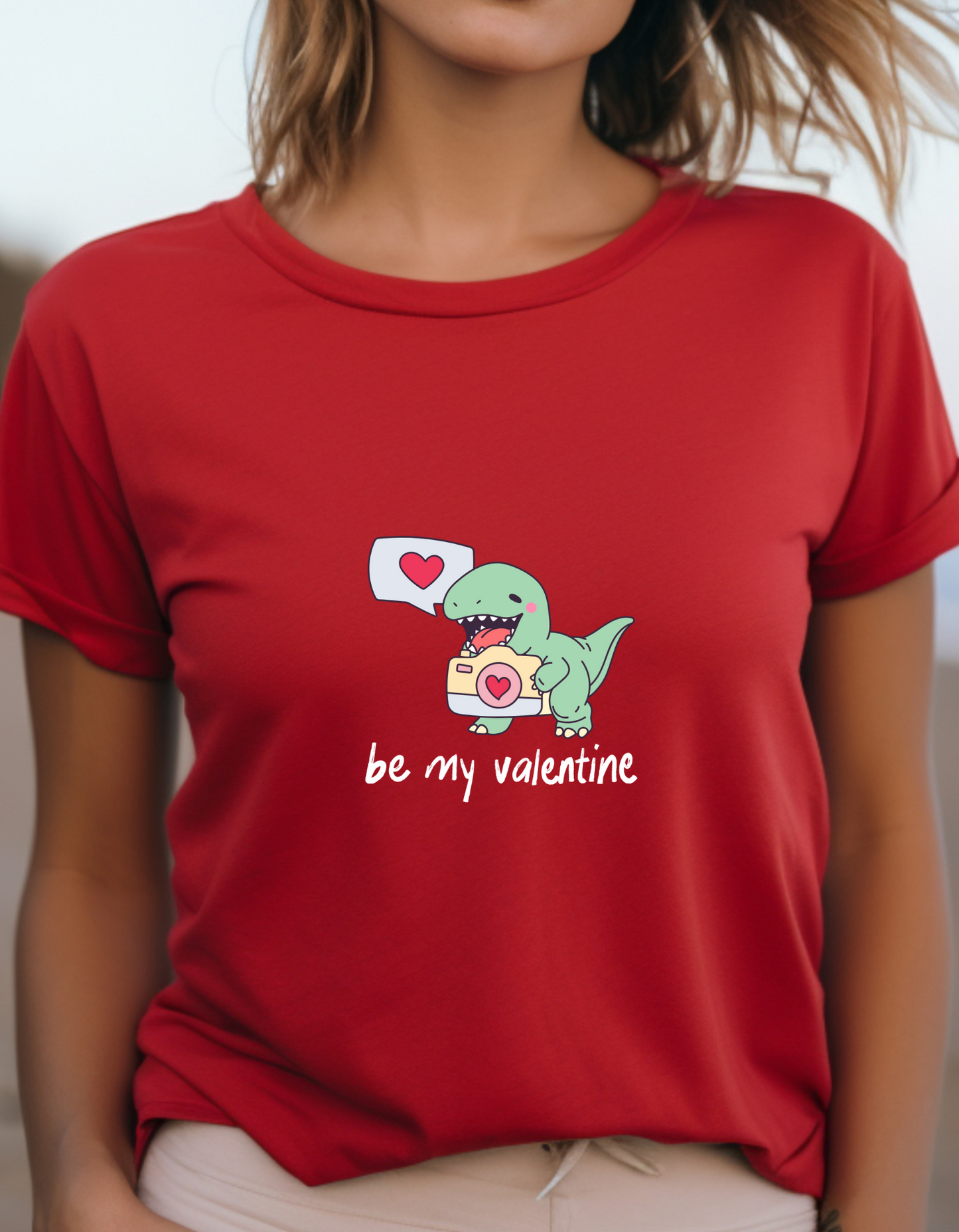 Dinosaur Valentine's Day T-Shirt Men/Women