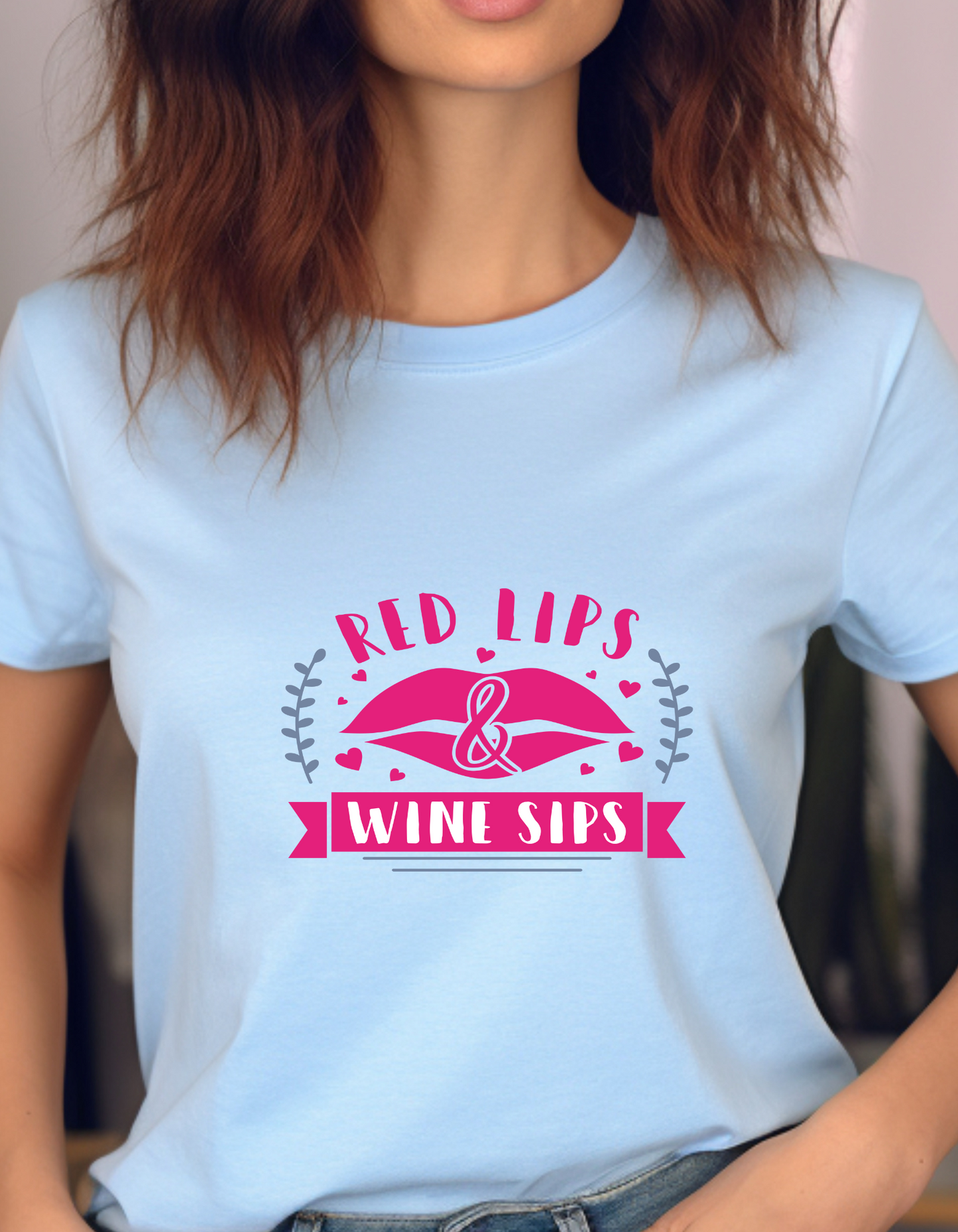 Red lips wine sips T-Shirt
