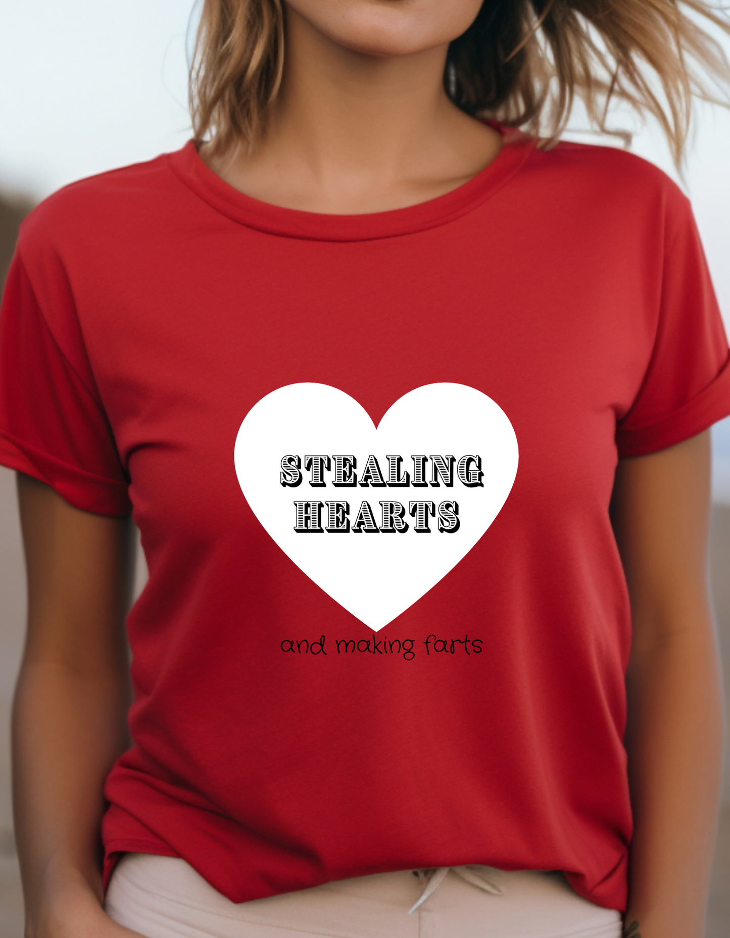 Stealing hearts and making farts Valentine's Day T-Shirt Men/Women