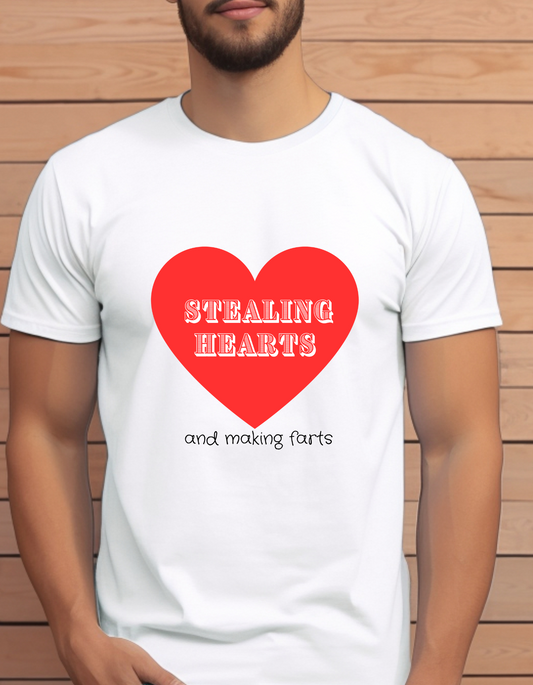 Stealing hearts and making farts Valentine's Day T-Shirt Men/Women