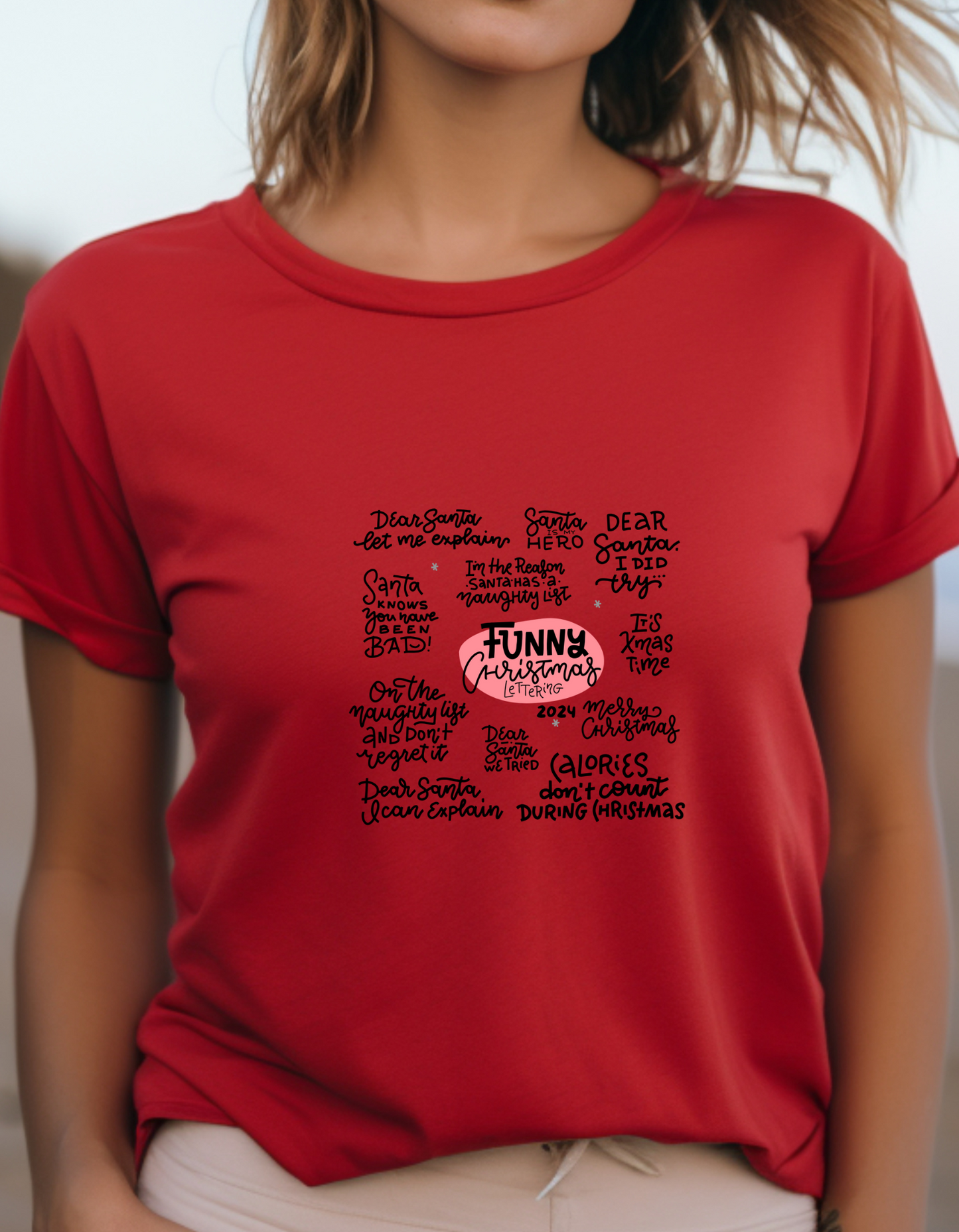 Funny Christmas Lettering T-Shirt Men/Women